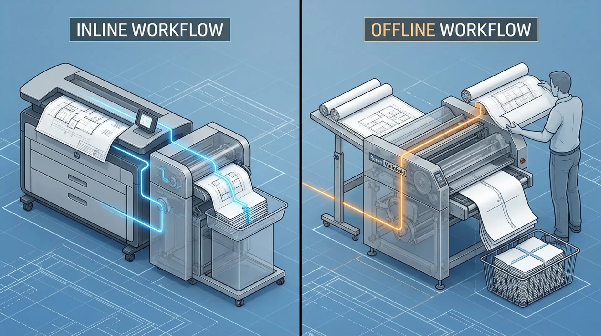 Pliage Inline vs Offline : le bon choix pour l'automatisation de votre flux de travail