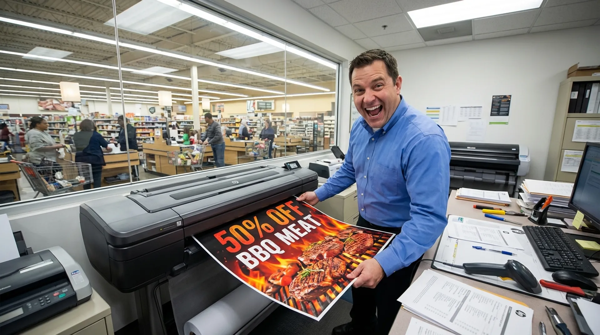 Stop met uitbesteden: Waarom elke supermarkt zijn eigen actieposters zou moeten printen